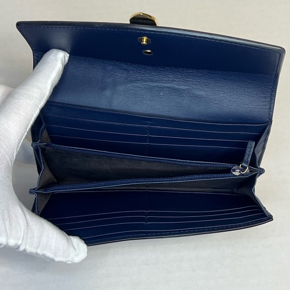 Gucci‎ Sylvie Continental Wallet in blue calfskin leather. - Picture 8 of 14